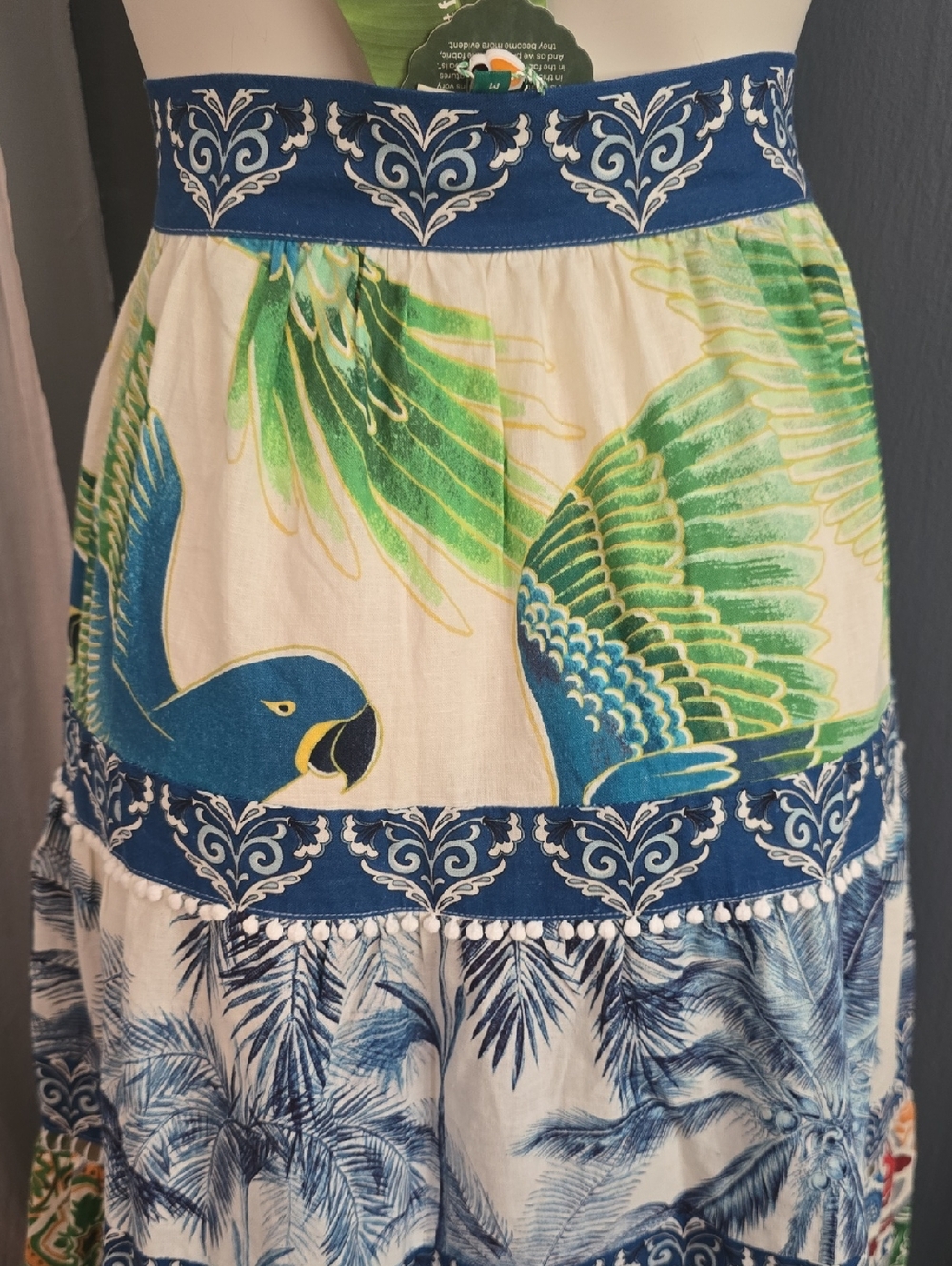 New With Tags FARM RIO tiered maxi  linen  blend skirt Sz M - Picture 8 of 13